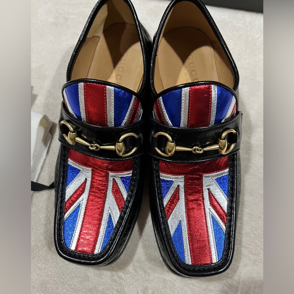 Gucci Horsebit Quentin Union Jack British Flag BlackRunway Loafer RARE!!Size 6,5 - Picture 8 of 12